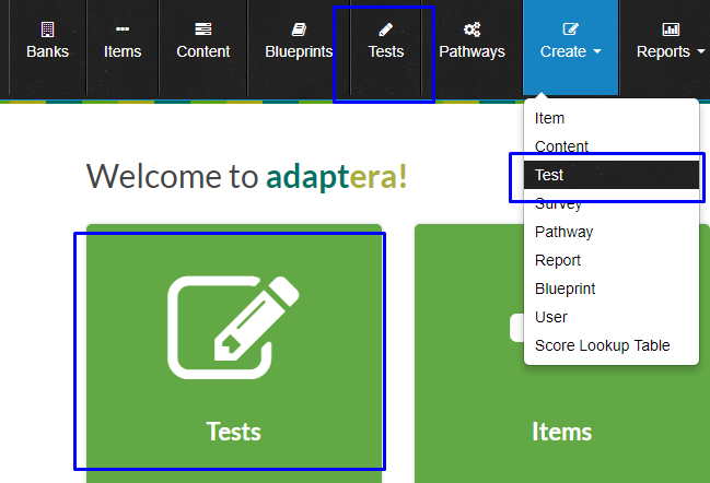 Adaptera > Test Management > createtest.png